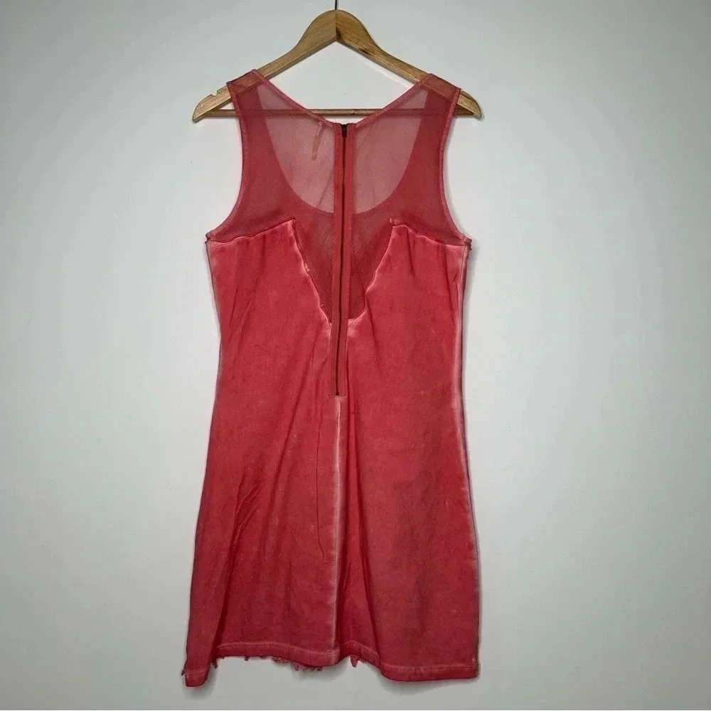 Free People Ice Ice Baby Embellished Sleeveless Mini Dress in Pink Lemonade L
